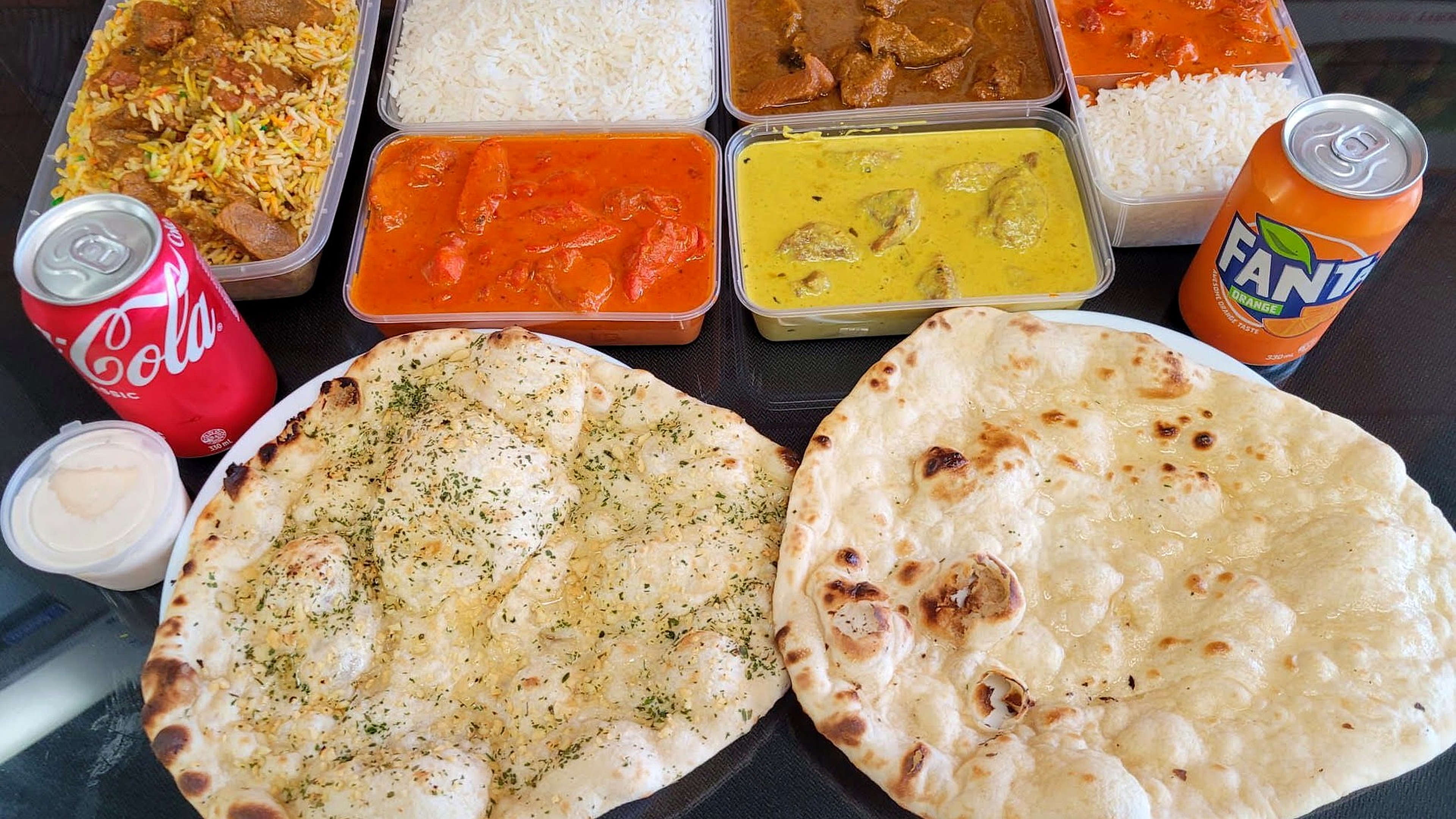 Indian curry rice and naan